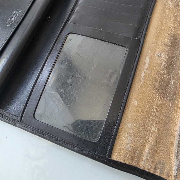 Dooney Bourke Trifold Wallet Clutch Leather Kisslock Coins Black - Picture 13 of 15